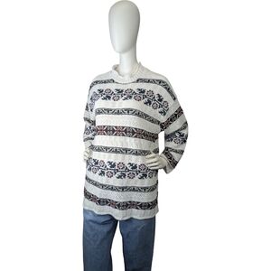 Great Lakes Country Vintage Cottagecore 100% Cotton Nordic Sweater, XL